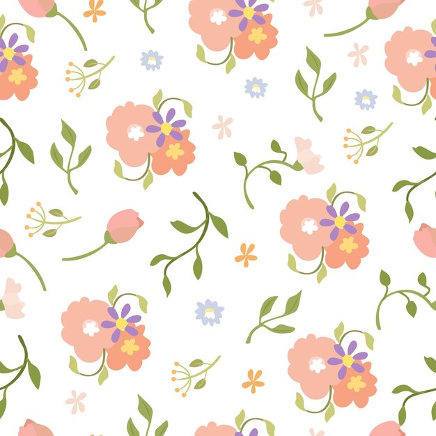 pink flowers seamless pattern