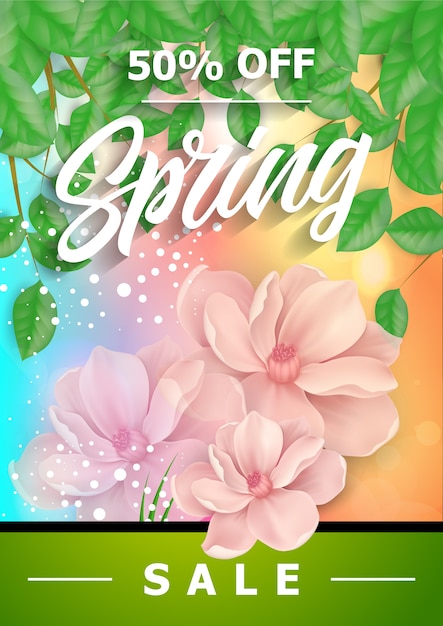 Free vector pink flowers spring sale background