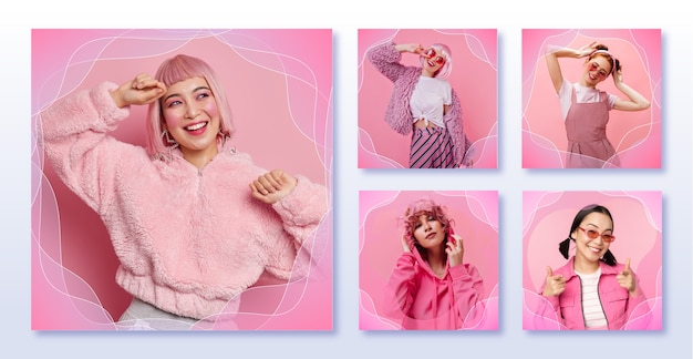 Pink frame set template