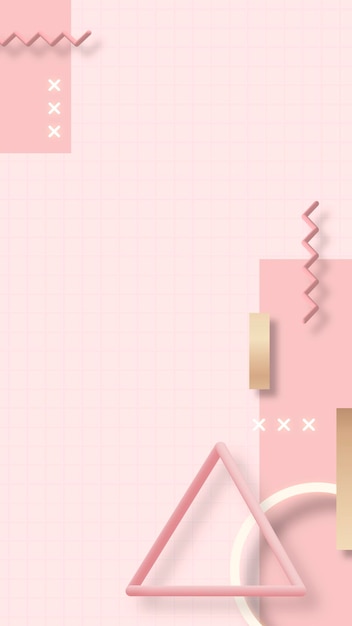 Pink geometric Memphis background vector