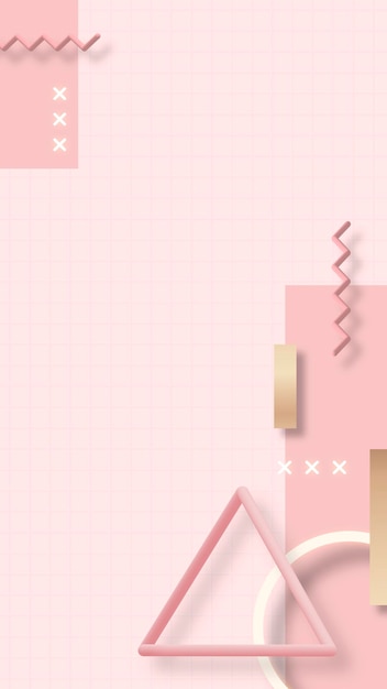 ピンクの幾何学的なメンフィス背景ベクトル