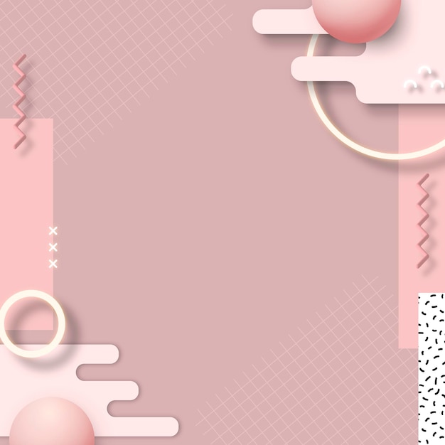 Free vector pink geometric memphis social banner