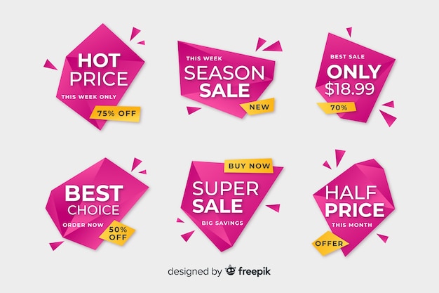 Pink geometric sale banner template