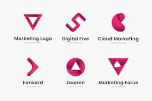 Free vector pink gradient marketing logo templates set