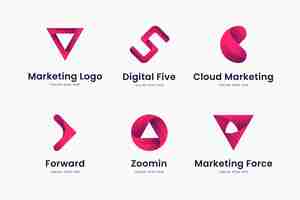 Vettore gratuito set di modelli di logo di marketing sfumato rosa