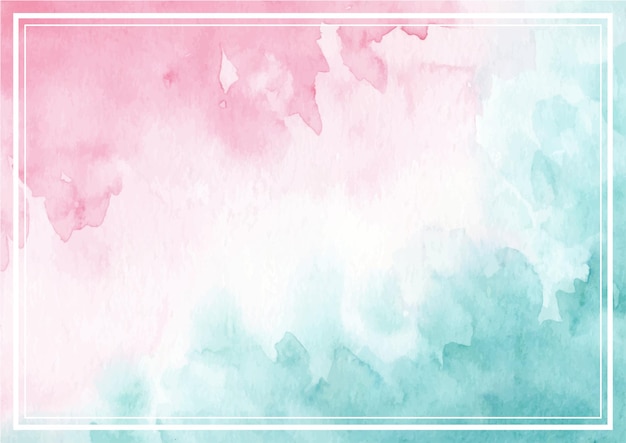 Pink green pastel abstract texture frame background with watercolor