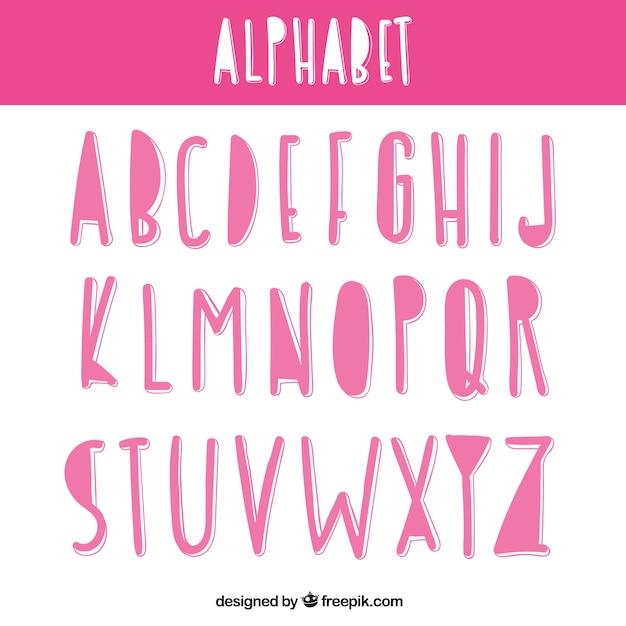 Pink hand drawn alphabet
