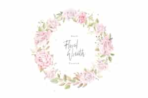 Free vector pink hand drawn roses wreath illustration