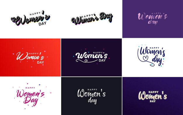 Элементы типографского дизайна pink happy women's day для использования в концепции международного женского дня минималистичный дизайн векторной иллюстрации