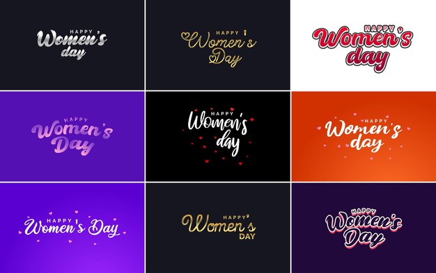 Pink happy women's day typographical design elements international women's day icon and symbol suitable for use in minimalistic designs for international women's day concepts vector illustration