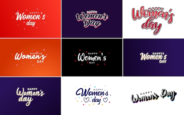 Pink Happy Women's Day typographical design elements for use in international women's day concept minimalistic design vector illustration