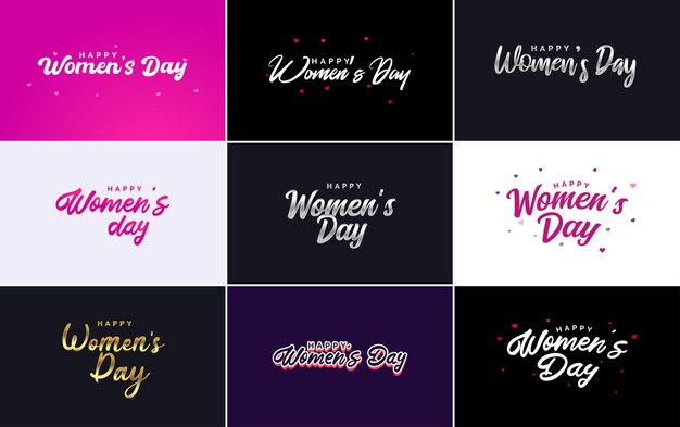 Pink Happy Women's Day typographical design elements for use in international women's day concept minimalistic design vector illustration