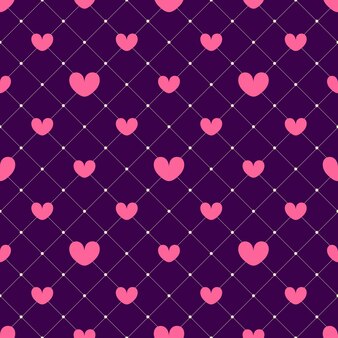 Pink hearts on a dark mesh background seamless pattern. valentines day design, invitation cards, wrapping paper, textiles, wedding decorations. vector