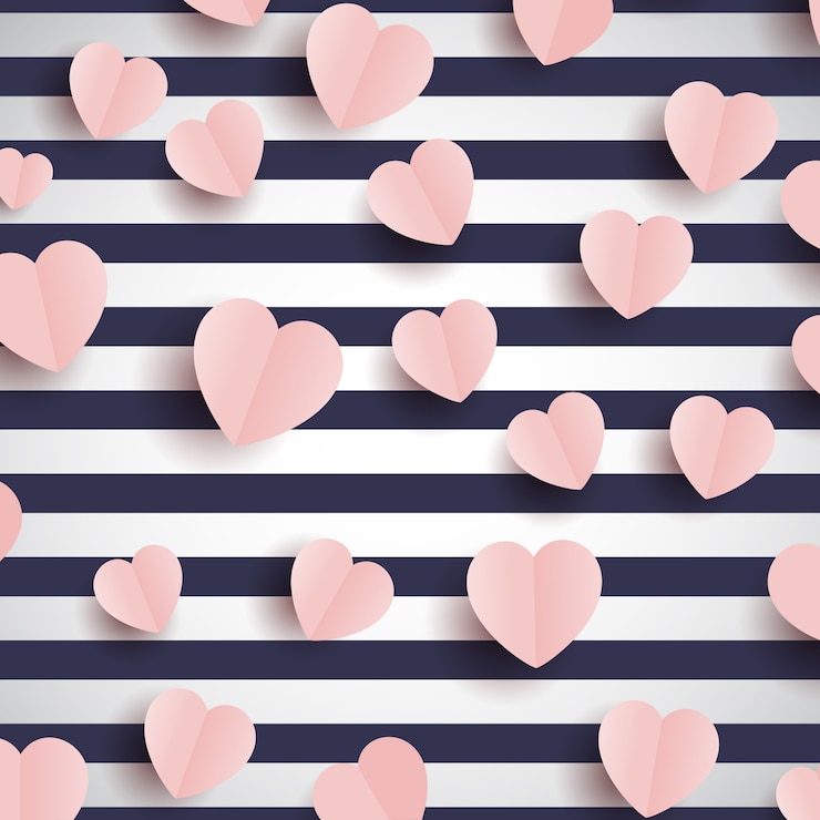 Free Vector pink hearts on a striped background