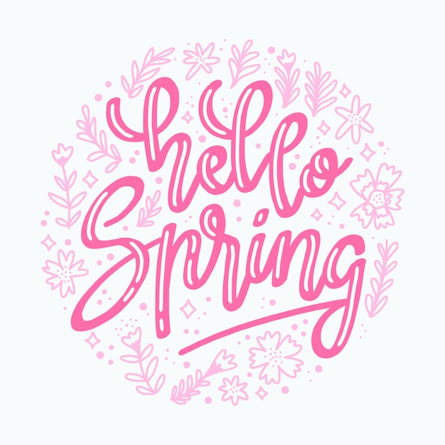 Pink hello spring lettering