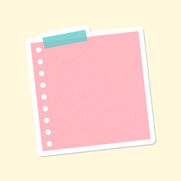 Free vector pink hole punched notepaper journal sticker vector