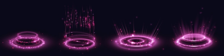 Free Vector pink hologram portals set