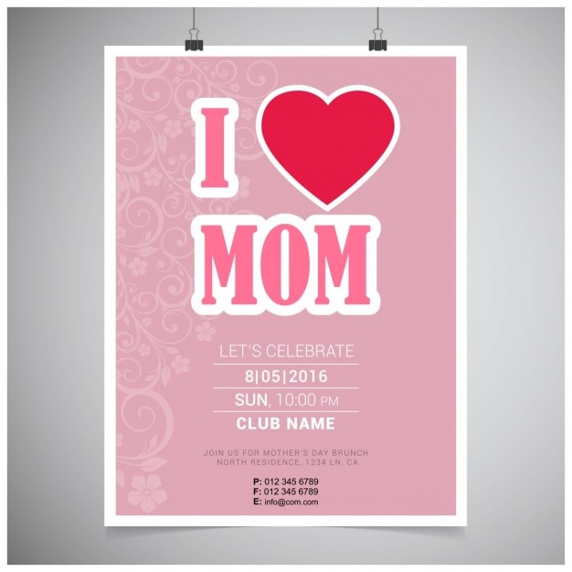 Pink i love mi mom poster