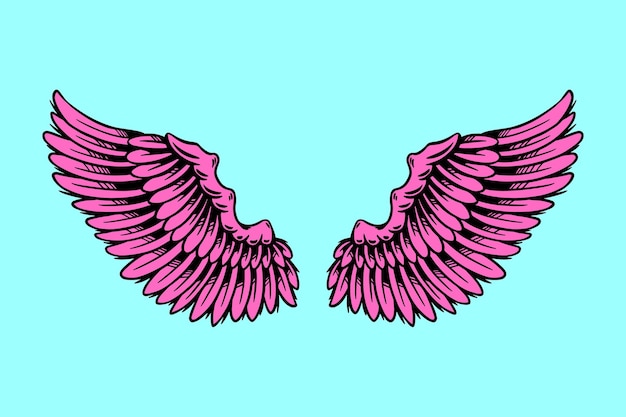 Розовая иллюстрация дизайна крыльев ангела