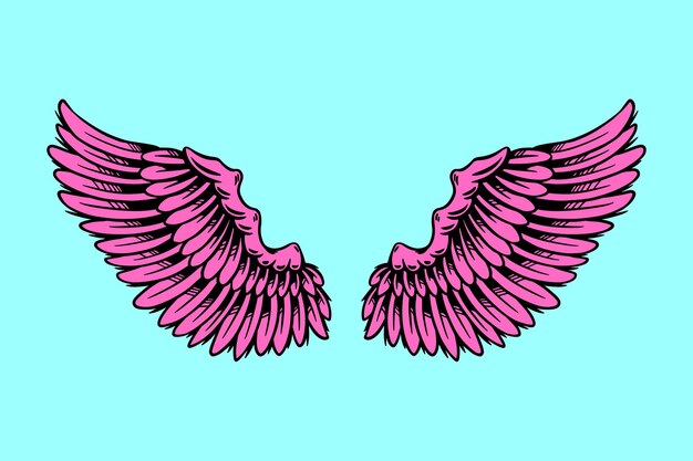 Pink illustration of angel wings design