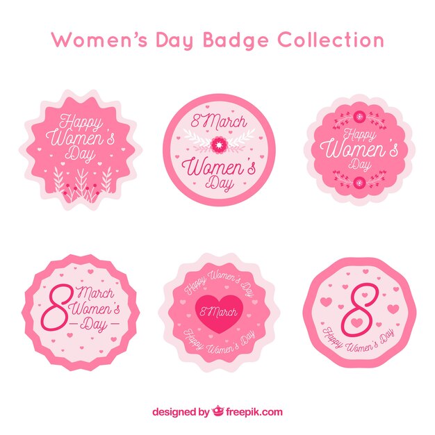 Free vector pink label collection for womans day