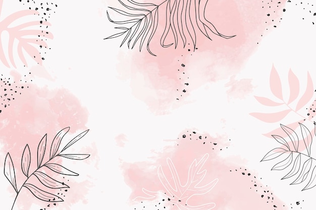 Pink leafy watercolor background vector