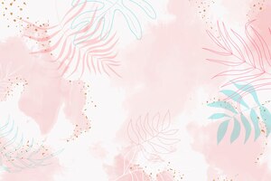 Free vector pink leafy watercolor background vector