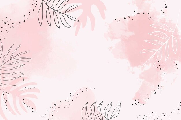 Pink leafy watercolor background