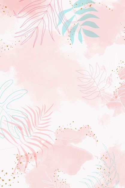 Free vector pink leafy watercolor background