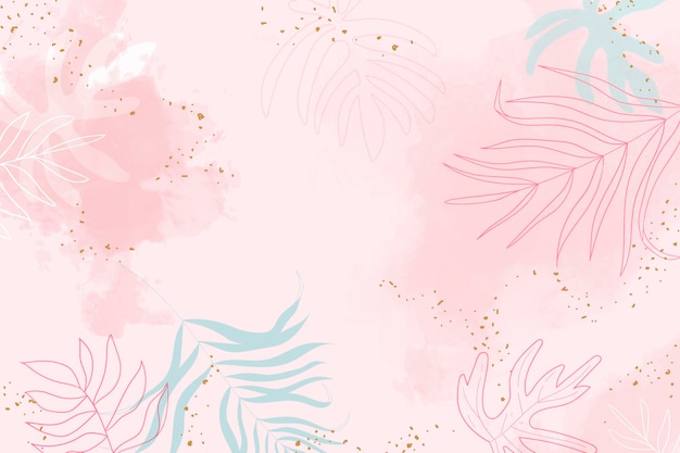 Pink leafy watercolor background