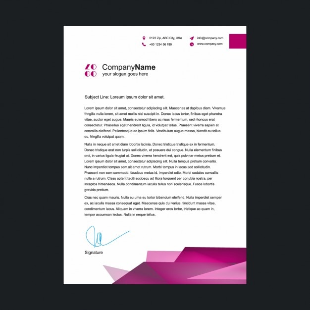 Pink letterhead template