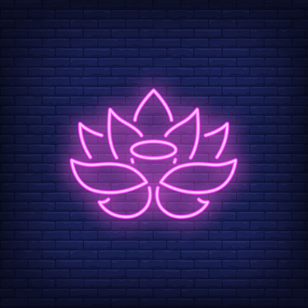 Free vector pink lotus neon sign