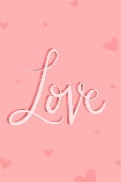 Розовый любовь каллиграфия слово вектор