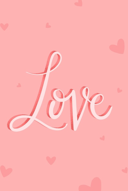 Pink love calligraphy word vector