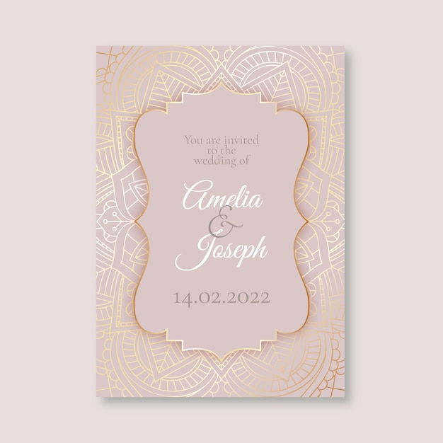 Free vector pink luxury wedding invitation template