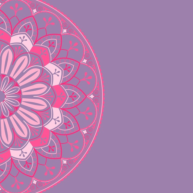 Pink mandala pattern on purple background