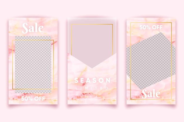 Pink marble style for selling products on instagram stories collection