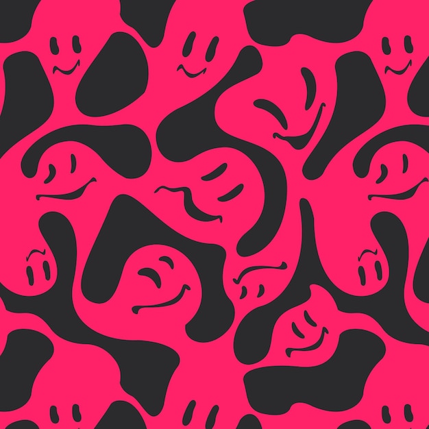 Pink merged and distorted emoticon pattern template