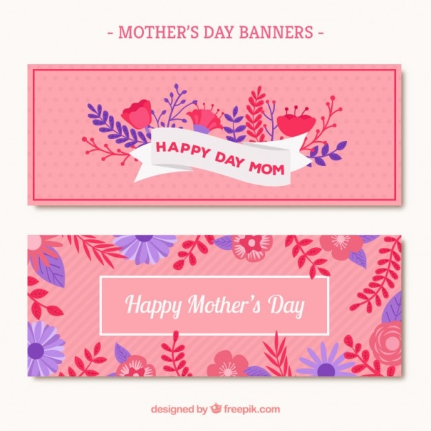 Vettore gratuito day banner rosa della madre