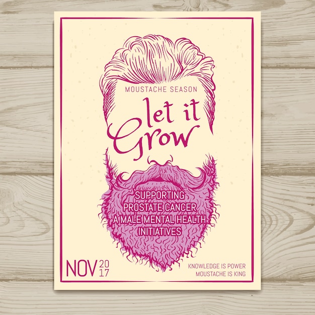 Free vector pink movember poster template