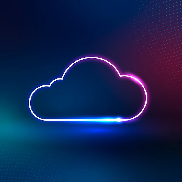Pink neon cloud icon for digital networking systems – Free Vector Download