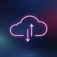 무료 벡터 핑크 네온 구름 아이콘 디지털 네트워킹 시스템