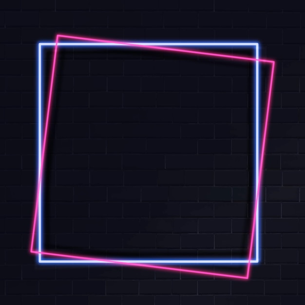 Pink neon frame on a dark background