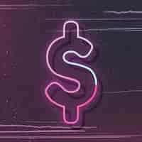 Free vector pink neon glow dollar sign vector font typography