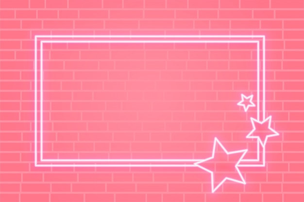 Розовая неоновая звезда кадр баннер с пространством для текста