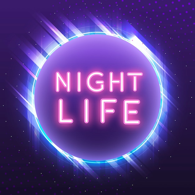 Pink nightlife neon sign vector