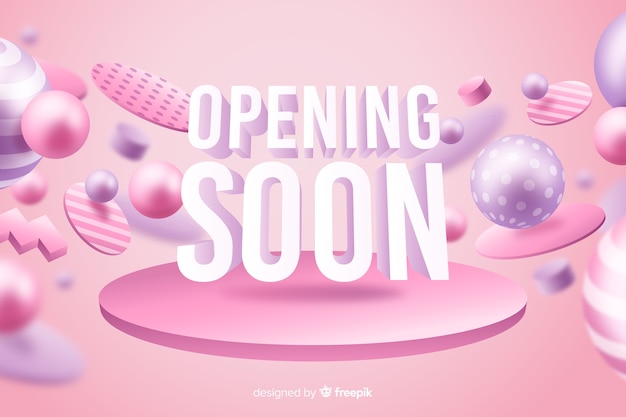 Free vector pink opening soon background realistic design