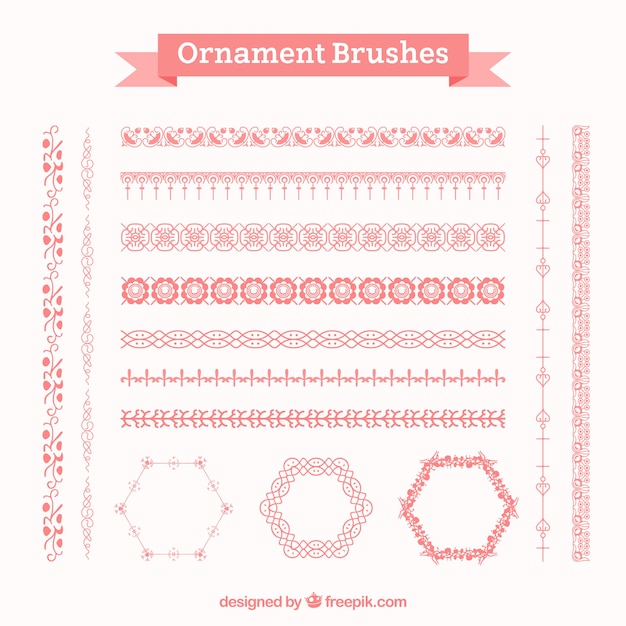 Free vector pink ornamental brushes set