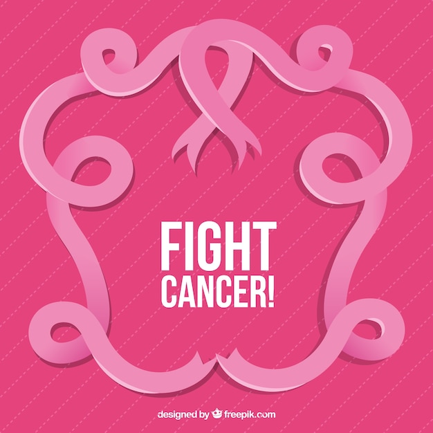 Free vector pink ornamental ribbon world cancer day