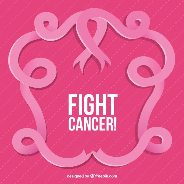 Free Vector pink ornamental ribbon world cancer day